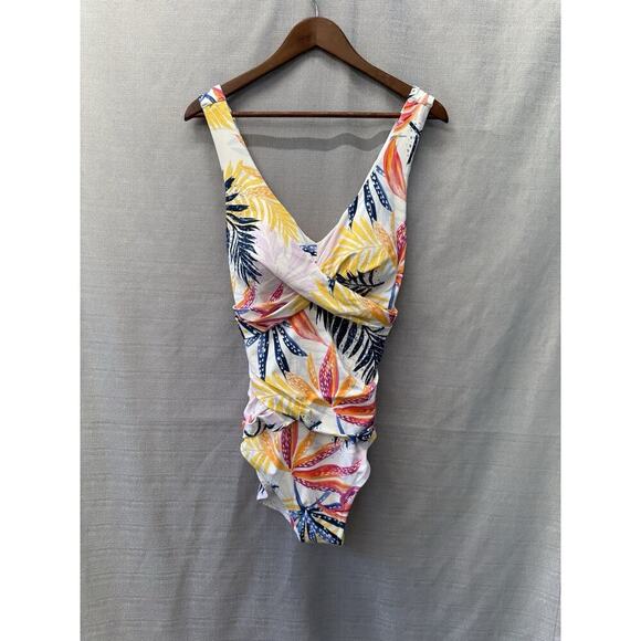 Calia One Piece Swimsuit Women Size 16 Floral Power Sculpt Stretch Beachy New - Picture 1 of 5